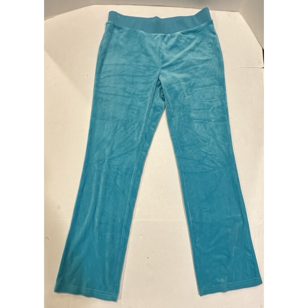 Juicy Couture Velour Sweatpants Track Pants Teal Blue Rhinestones Women's Large